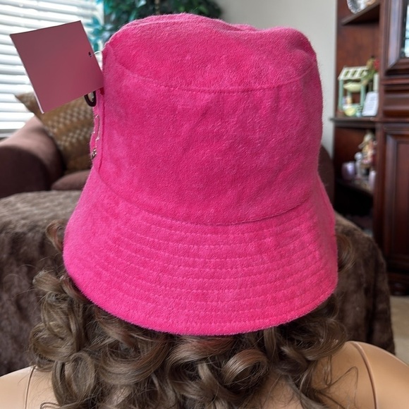 Brand New Juicy Couture Pink Bucket Hat Terrycloth w/ Gold Tone Embroidered Logo